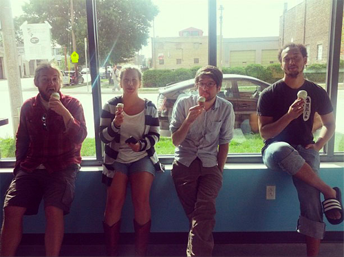 The Byte crew all sit and enjoy ice cream together