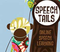 Illustration of a monkey and the words, Speech Tails: Online Speech Learning