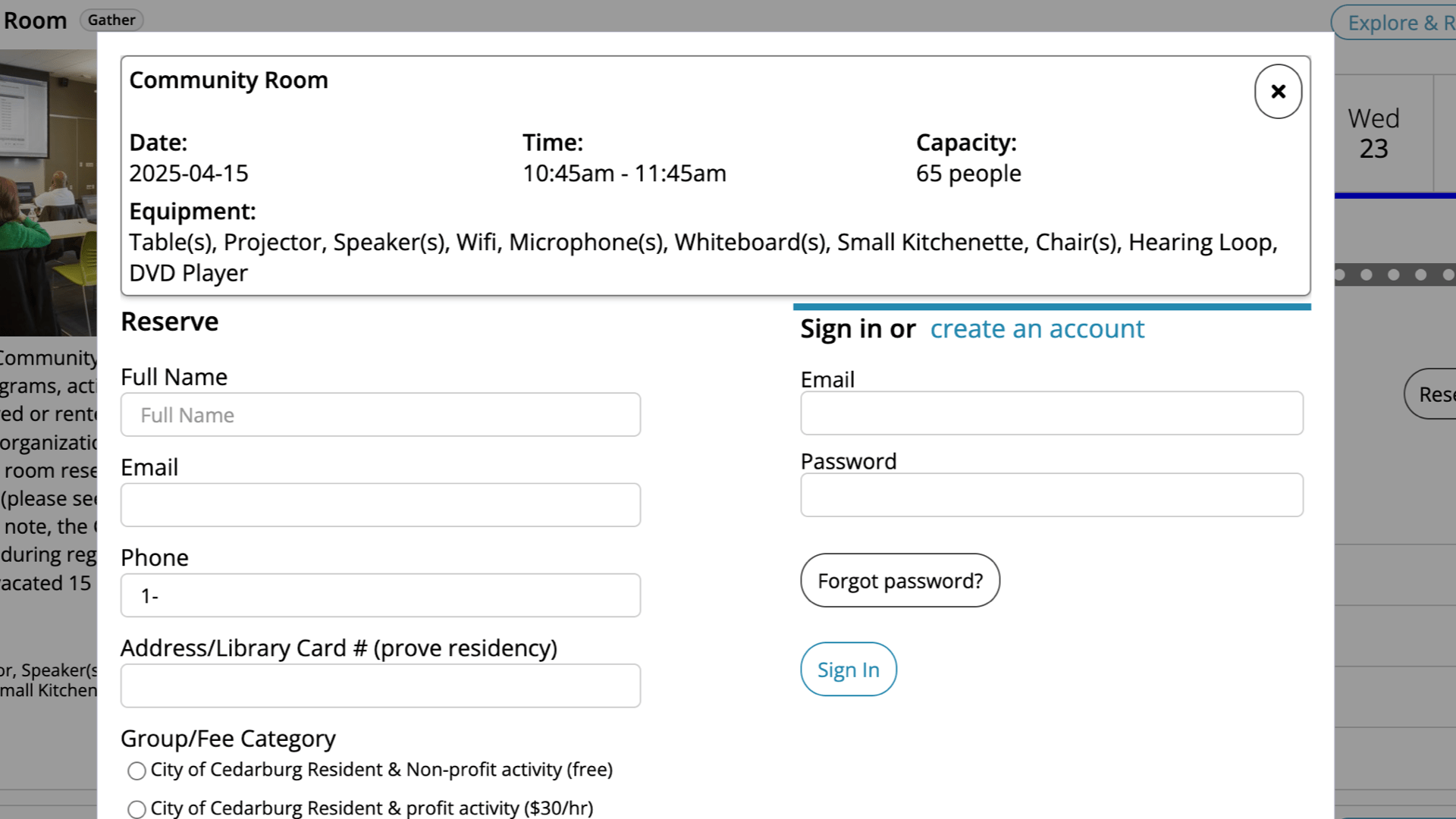 image representing the space-reservations tool.