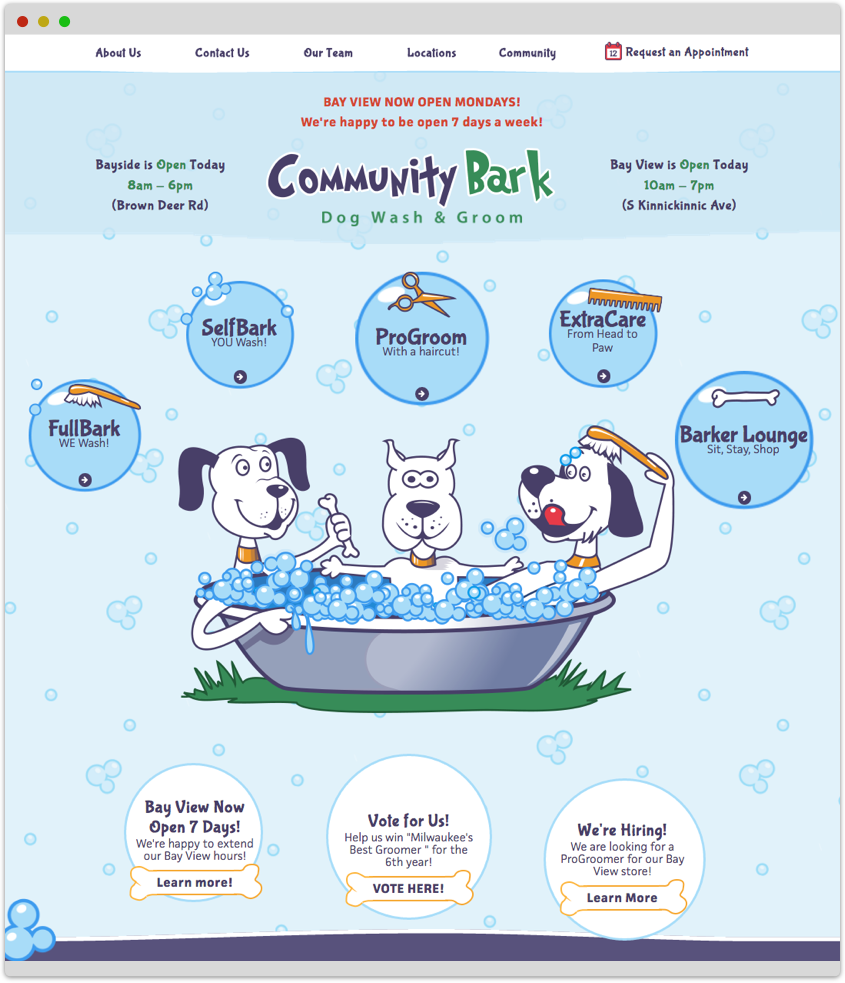 Screenshot of Community Bark's homepage