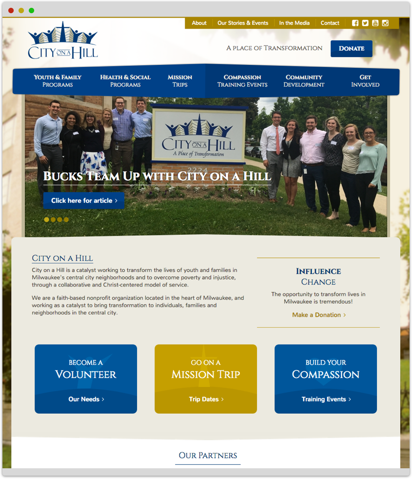 City on a Hill's home page