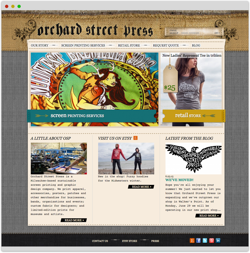 Screenshot of Orchard Street Press' home page