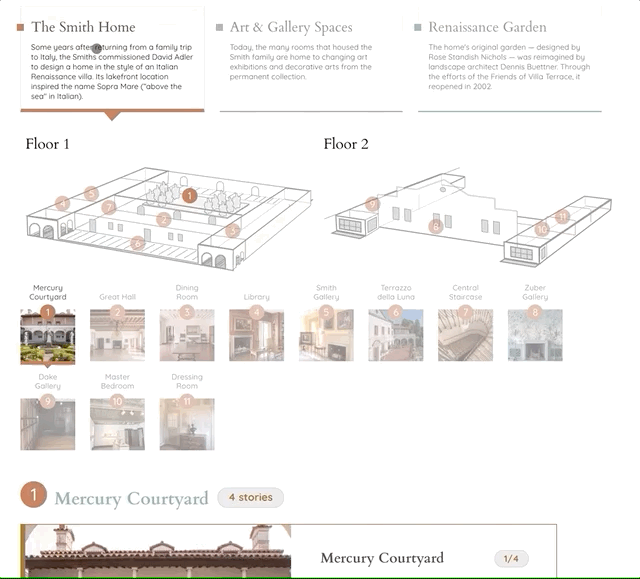 animated image of Villa Terrace's map being clicked around on