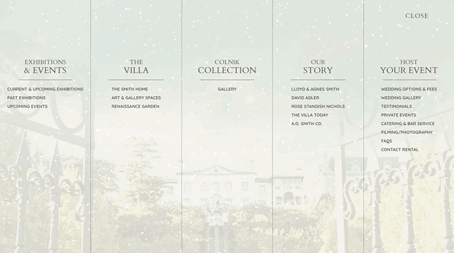 animated image of Villa Terrace's interactive menu