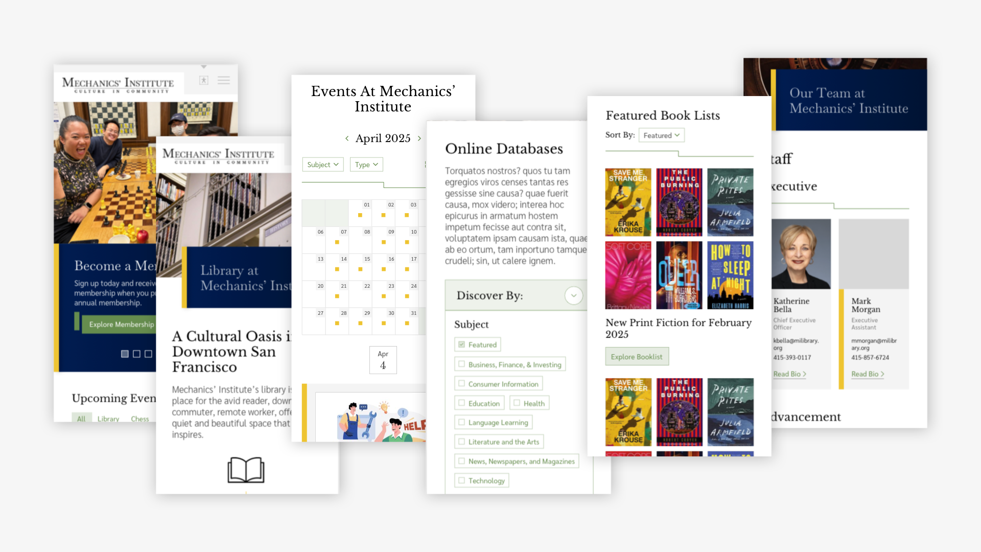 Image of various screens showing off mobile design